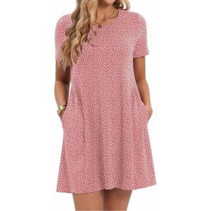 CHARMYI Tshirt Dresses for Women Casual Dress for Women Tunic Swing Loose Pleate
